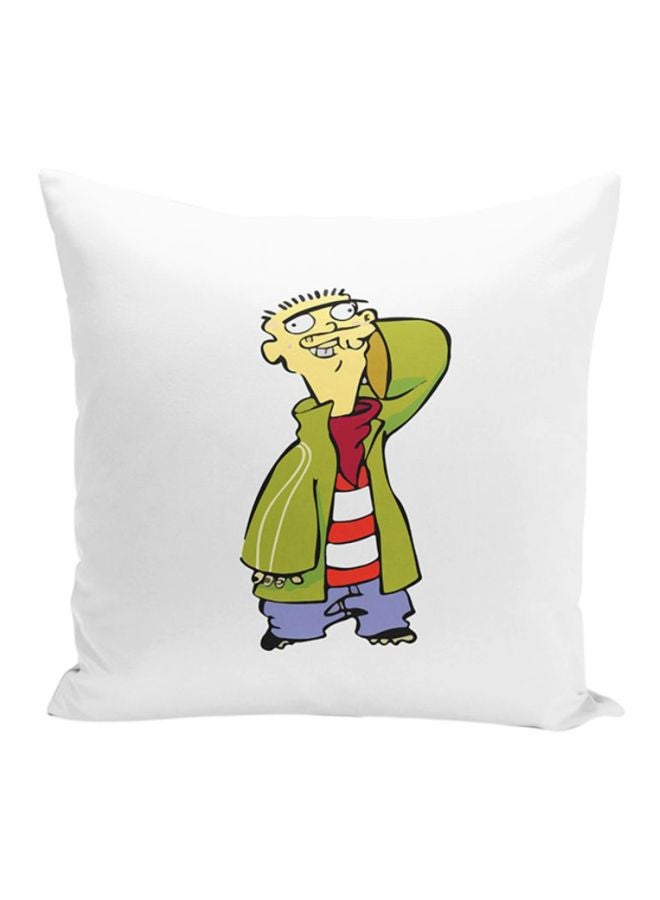 Ed Edd And Eddie Printed Decorative Pillow White/Green/Red 16x16inch