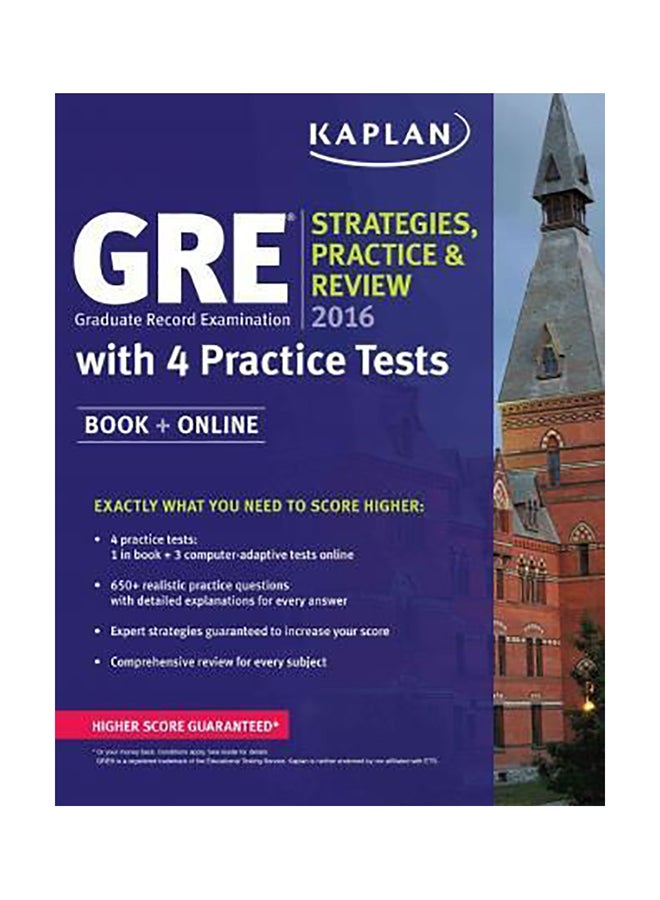 GRE 2016 Strategies, Practice, And Review With 4 Practice Tests Paperback English by Kaplan