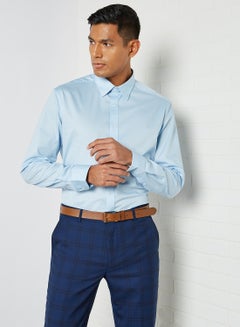 Relaxed Fit Plain Formal Shirt Blue Moon