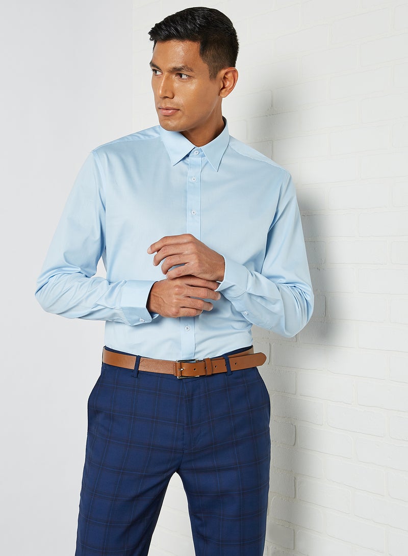 G2000 - Relaxed Fit Plain Formal Shirt Blue Moon - Image 1