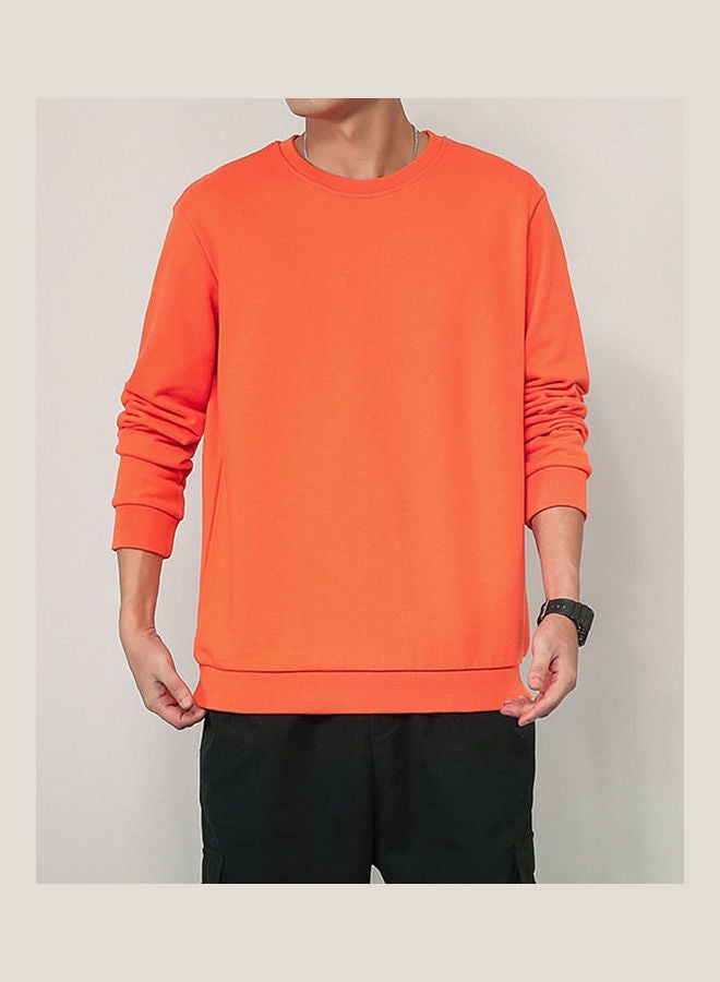 Generic - Men Spring Autumn Sweatshirts Casual Fashion Round Collar Coat Orange - Image 1