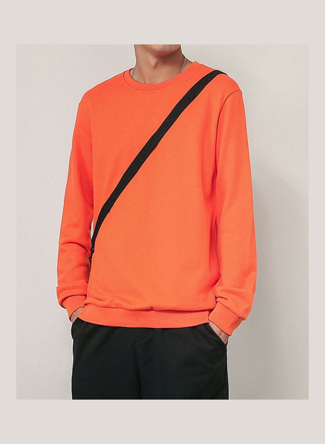 Generic - Men Spring Autumn Sweatshirts Casual Fashion Round Collar Coat Orange - Image 1