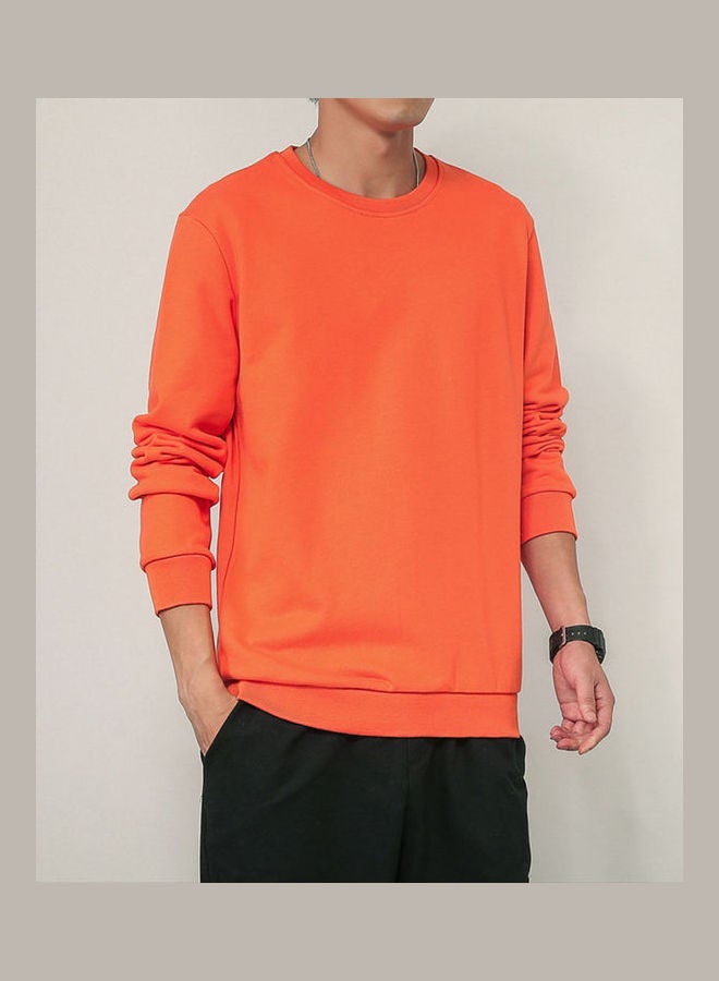 Generic - Men Spring Autumn Sweatshirts Casual Fashion Round Collar Coat Orange - Image 1