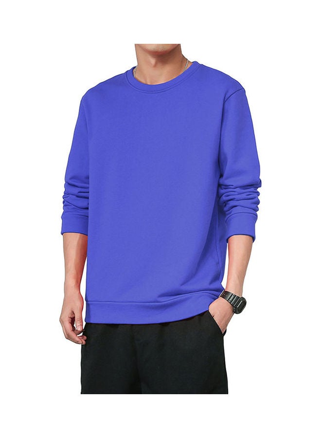 Men Spring Autumn Sweatshirts Casual Fashion Round Collar Coat Color Blue - Image 1