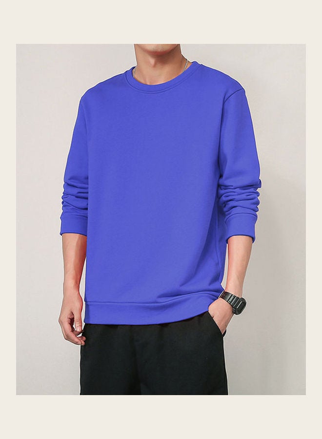 Men Spring Autumn Sweatshirts Casual Fashion Round Collar Coat Color Blue - Image 5