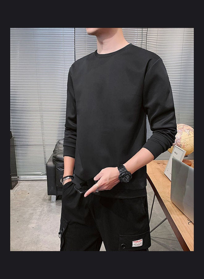 Generic - Men's Sweatshirt Round Neck Long-sleeved Solid Color Bottoming Shirt Sapphire Blue - Image 1