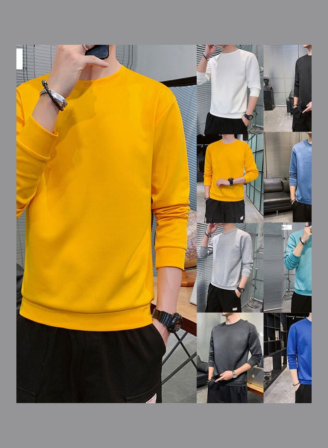 Generic - Men's Sweatshirt Round Neck Long-sleeved Solid Color Bottoming Shirt Carbon - Image 1
