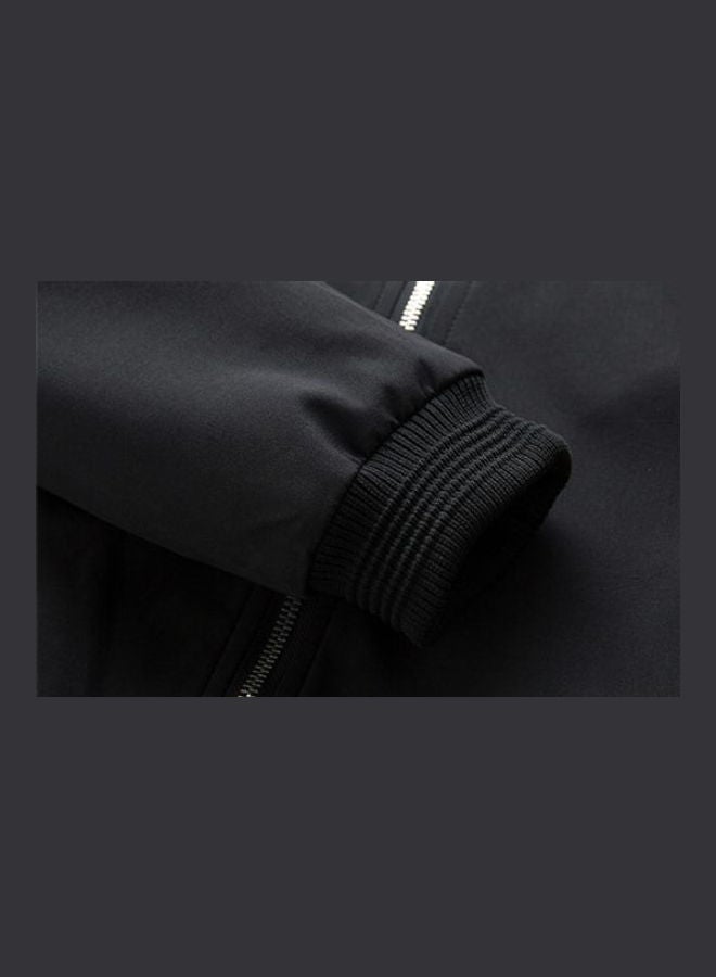 Men Spring Autumn Solid Color Fashion Thin Casual Zipper Jacket Baseball Uniform Black - Image 4
