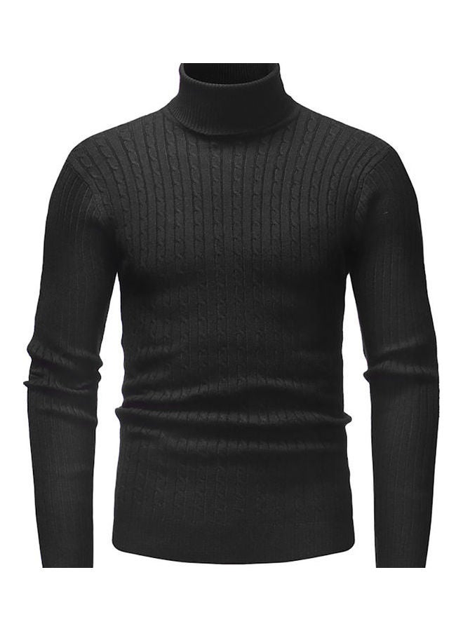 Generic - Men Autumn Winter Casual Long Sleeved Turtleneck Sweater Top Black - Image 1