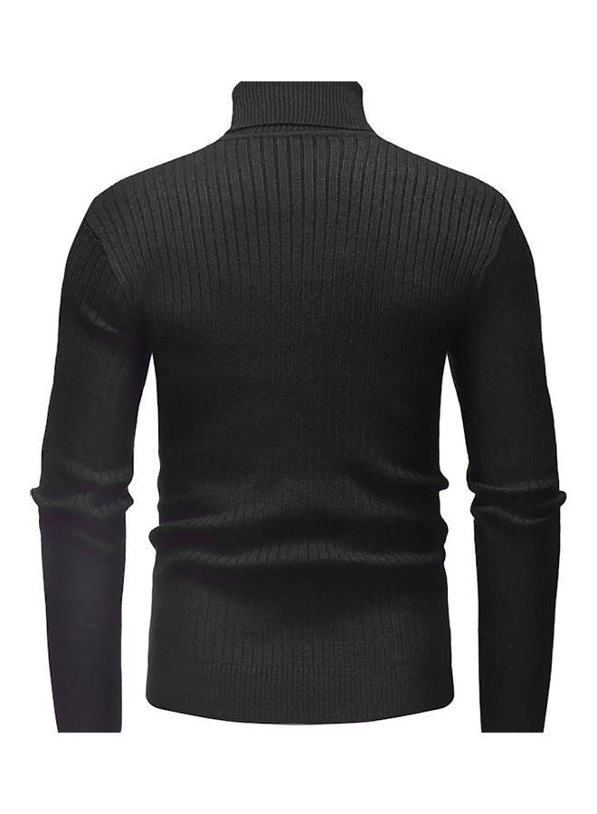 Generic - Men Autumn Winter Casual Long Sleeved Turtleneck Sweater Top Black - Image 1