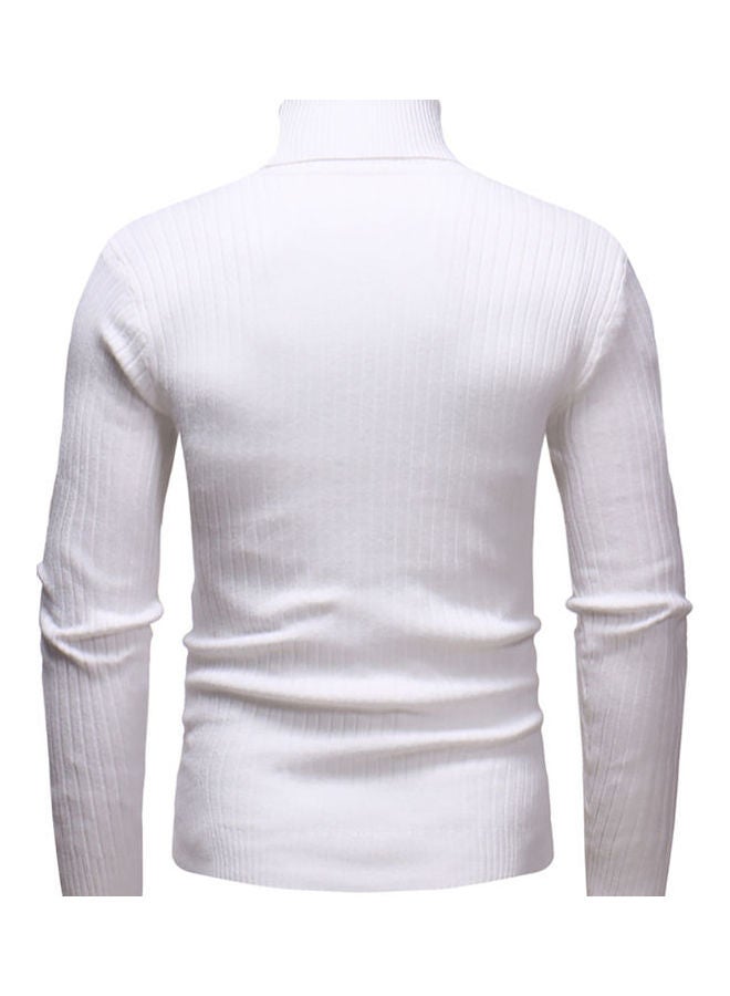 Generic - Men Autumn Winter Casual Long Sleeved Turtleneck Sweater Top Light Grey - Image 1