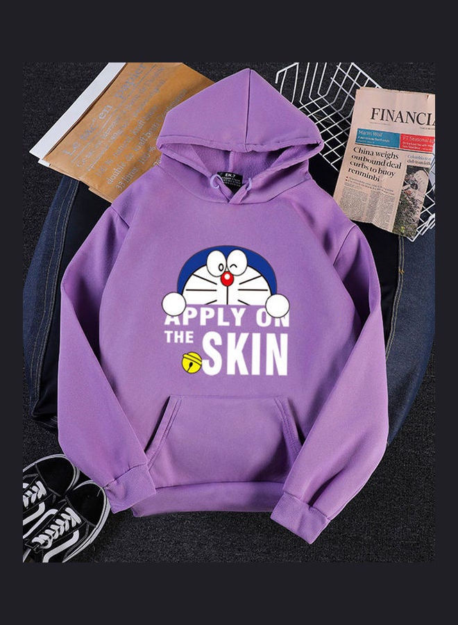 Unisex Velvet Hoodie Sweatshirt Cartoon Long Sleeve Loose Autumn Winter Pullover Tops Purple  - Image 1