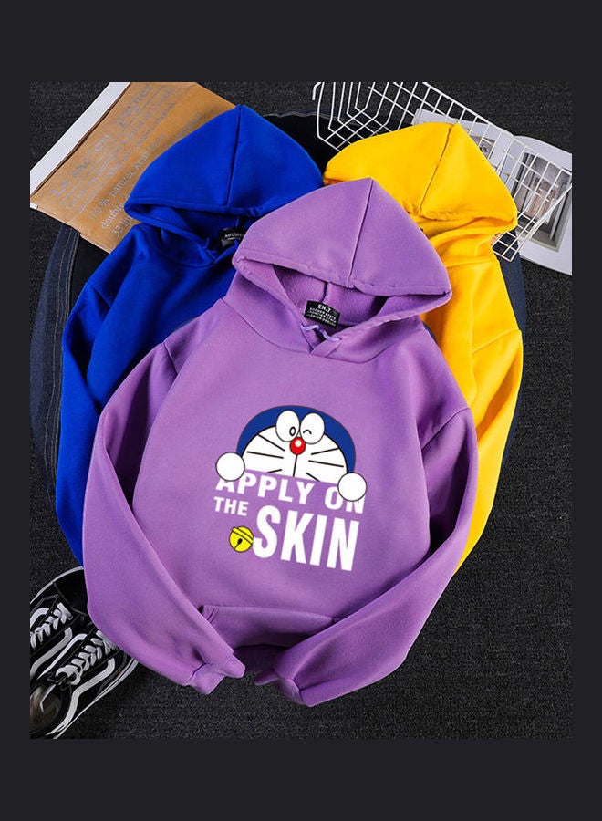 Unisex Velvet Hoodie Sweatshirt Cartoon Long Sleeve Loose Autumn Winter Pullover Tops Purple  - Image 5