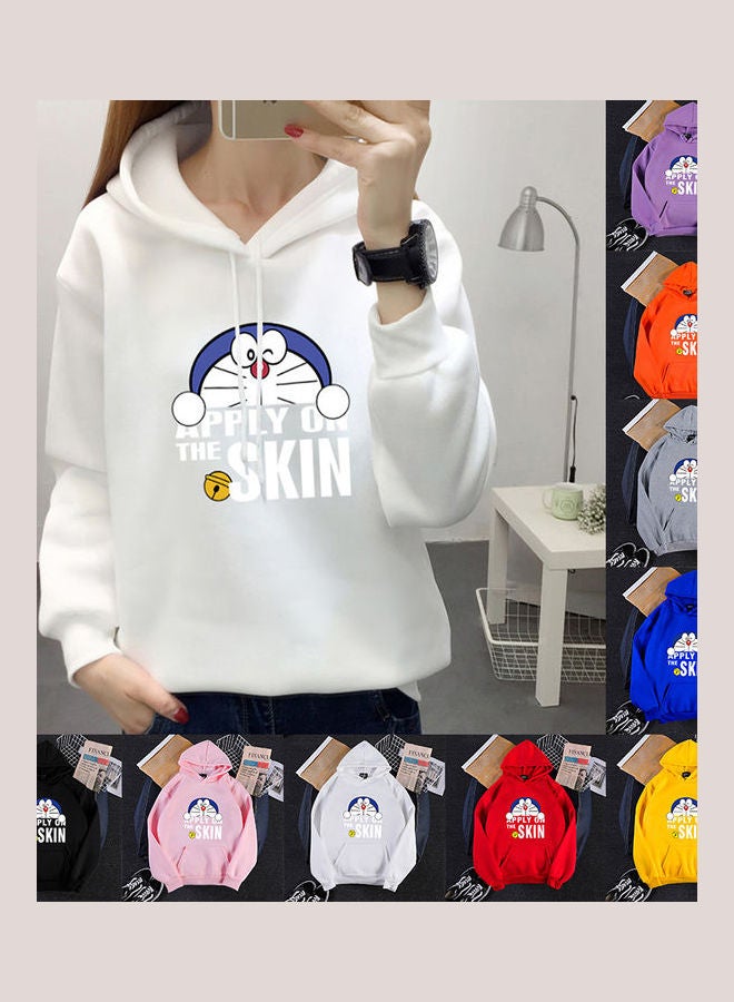 Unisex Velvet Hoodie Sweatshirt Cartoon Long Sleeve Loose Autumn Winter Pullover Tops Blue  - Image 3
