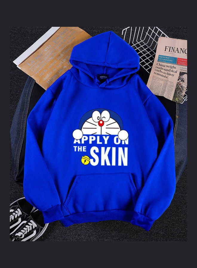 Unisex Velvet Hoodie Sweatshirt Cartoon Long Sleeve Loose Autumn Winter Pullover Tops Blue  - Image 1