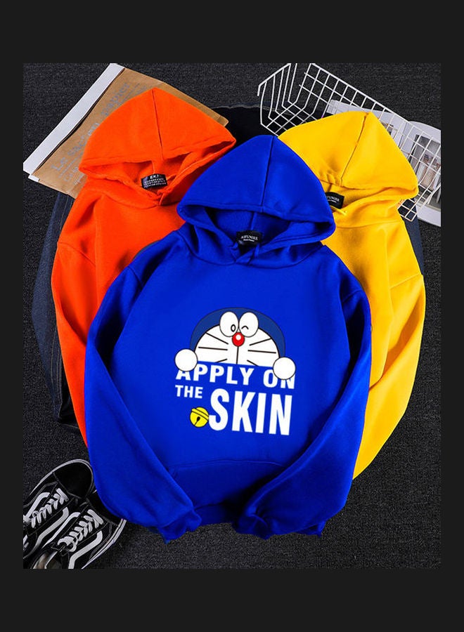 Unisex Velvet Hoodie Sweatshirt Cartoon Long Sleeve Loose Autumn Winter Pullover Tops Blue  - Image 5