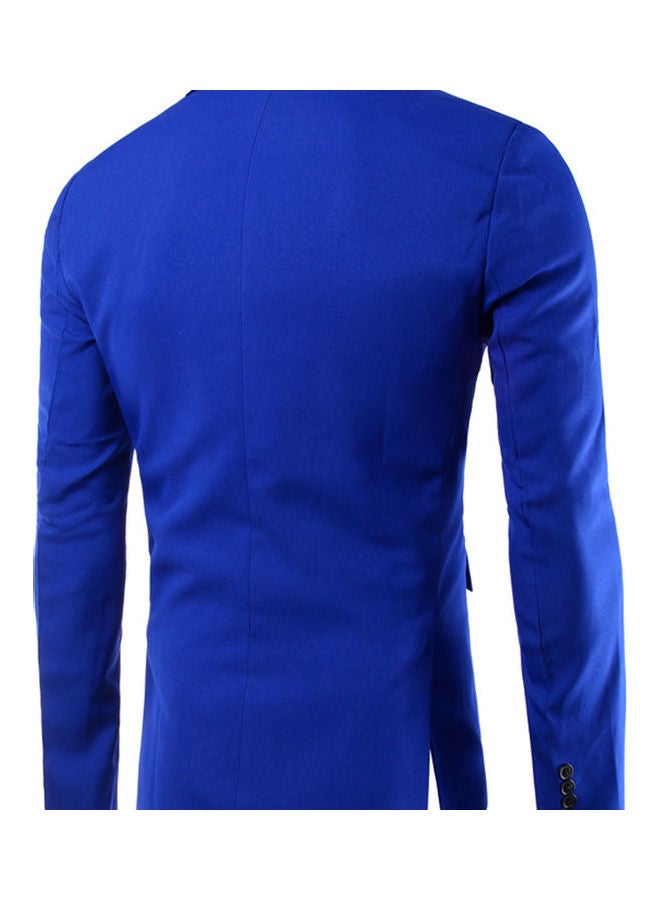 Men Slim Single Button Lapel Suit Simple Solid Color Large Size Casual Blazer Coat Khaki - Image 4
