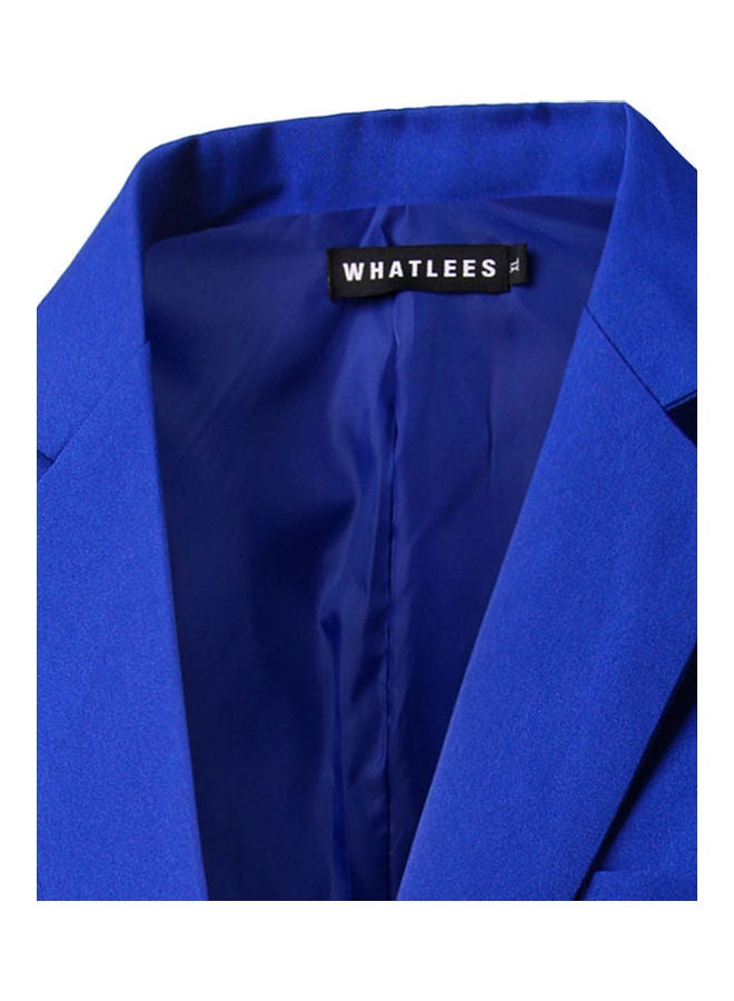 Men Slim Single Button Lapel Suit Simple Solid Color Large Size Casual Blazer Coat Light Blue - Image 5