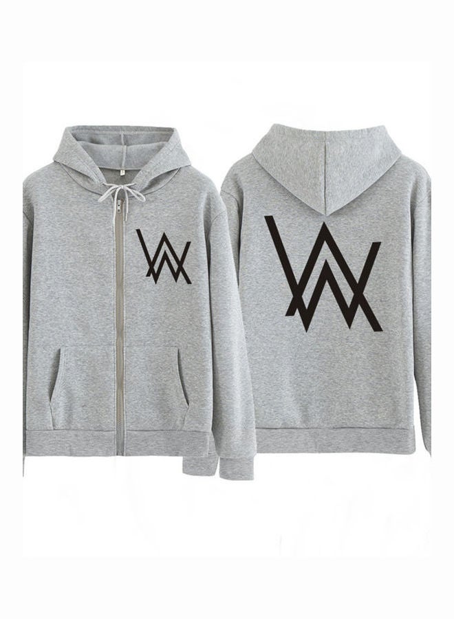 Set Of 2 Zipper Hoodies And Pants Autumn Winter Thickened Jacket Suit Gray - Image 4
