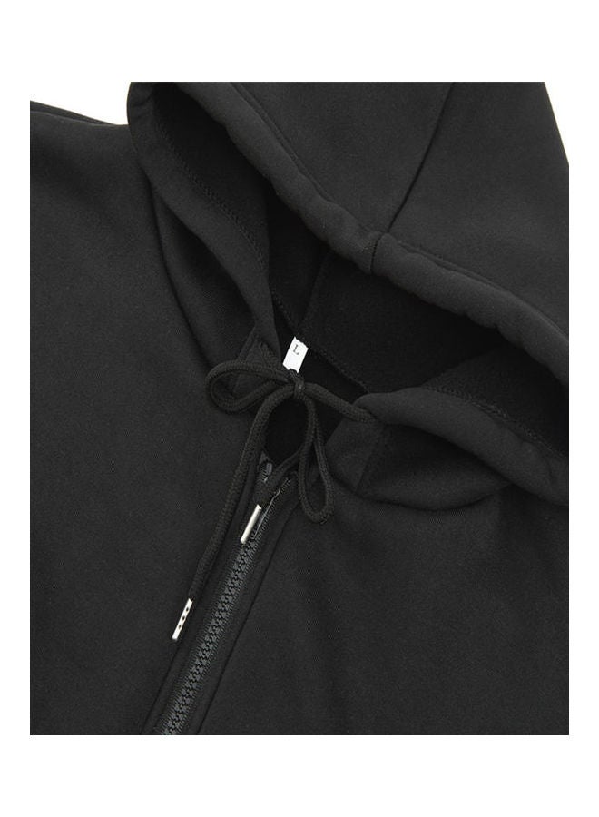 2 Pieces Of Zipper Hoodies And Pants Autumn Winter Thickened Jacket Spider Black - Image 5