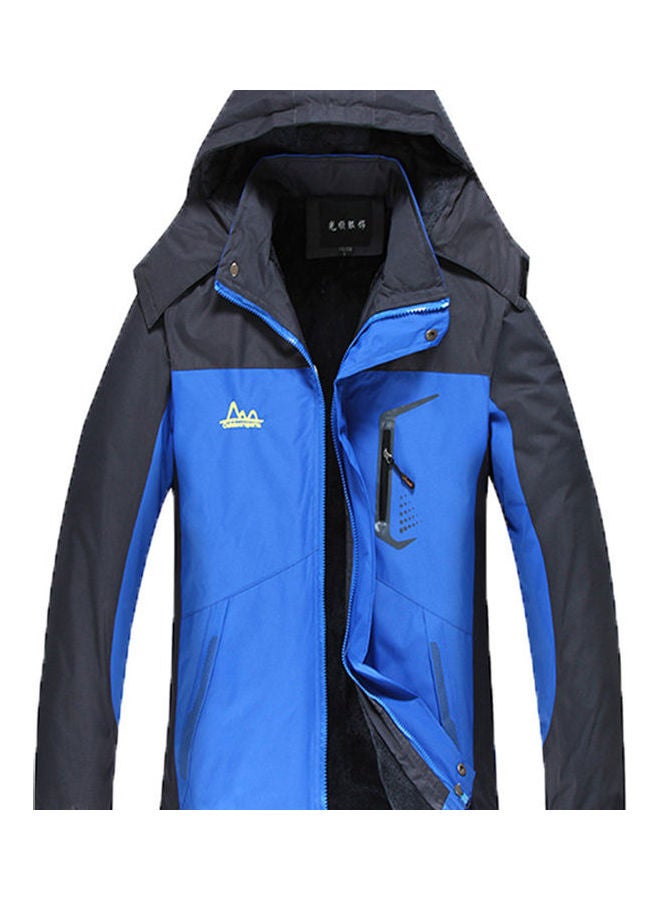 Couple Winter Thicken Hoodie Windbreaker Waterproof Outdoor Jacket Climbing Cotton Coat Blue  - Image 1