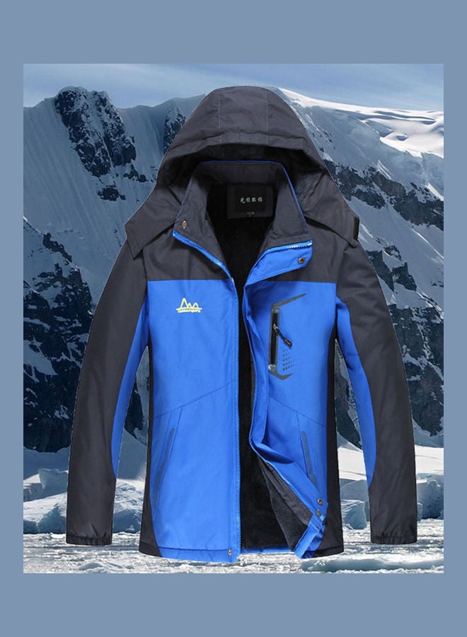 Couple Winter Thicken Hoodie Windbreaker Waterproof Outdoor Jacket Climbing Cotton Coat Blue  - Image 4