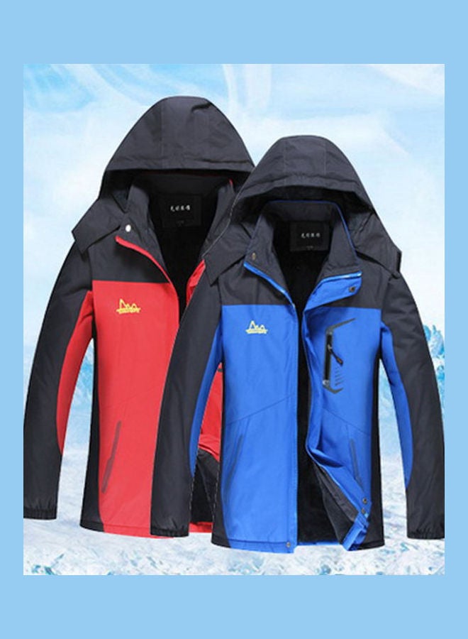 Couple Winter Thicken Hoodie Windbreaker Waterproof Outdoor Jacket Climbing Cotton Coat Blue  - Image 5