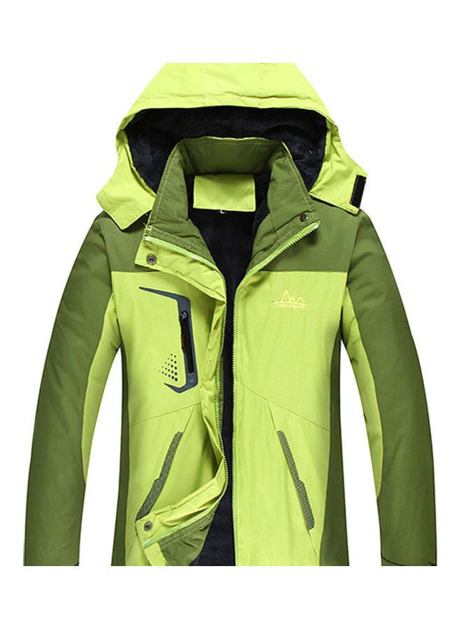 Couple Winter Thicken Hoodie Windbreaker Waterproof Outdoor Jacket Climbing Cotton Coat Green  - Image 1