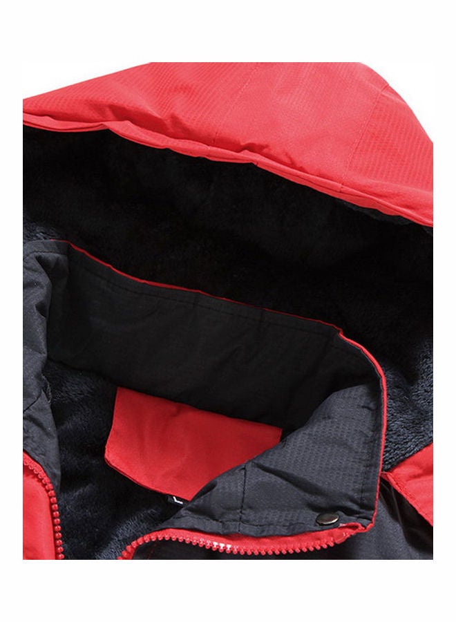 Couple Winter Thicken Hoodie Windbreaker Waterproof Outdoor Jacket Climbing Cotton Coat Rose Red  - Image 4
