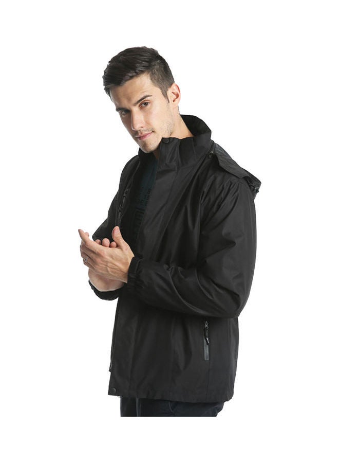 Men Women 3 In 1 Thicken Fleece Waterproof Windbreaker Winter Jacket Black  - Image 1
