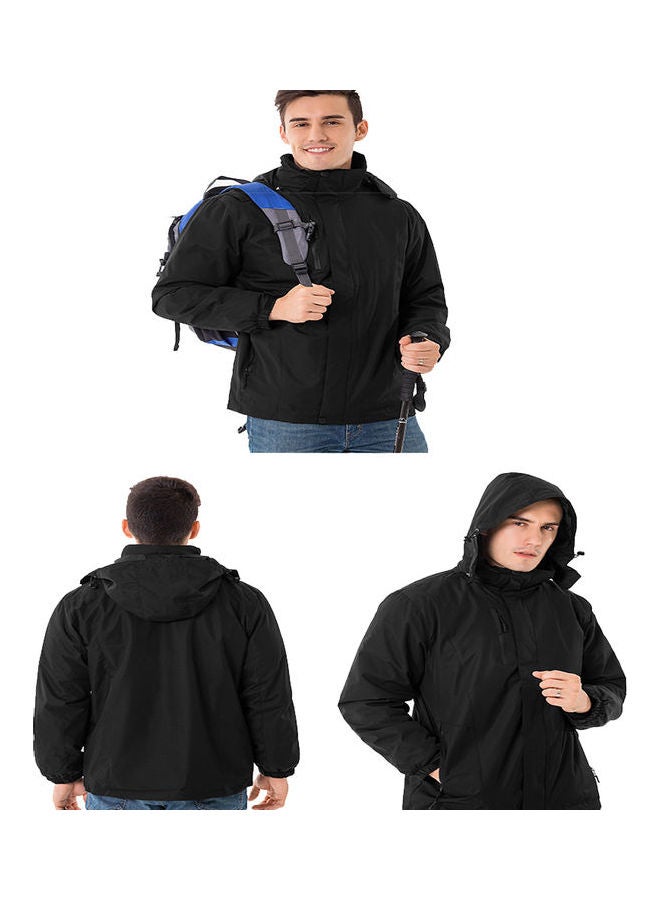 Men Women 3 In 1 Thicken Fleece Waterproof Windbreaker Winter Jacket Black  - Image 5