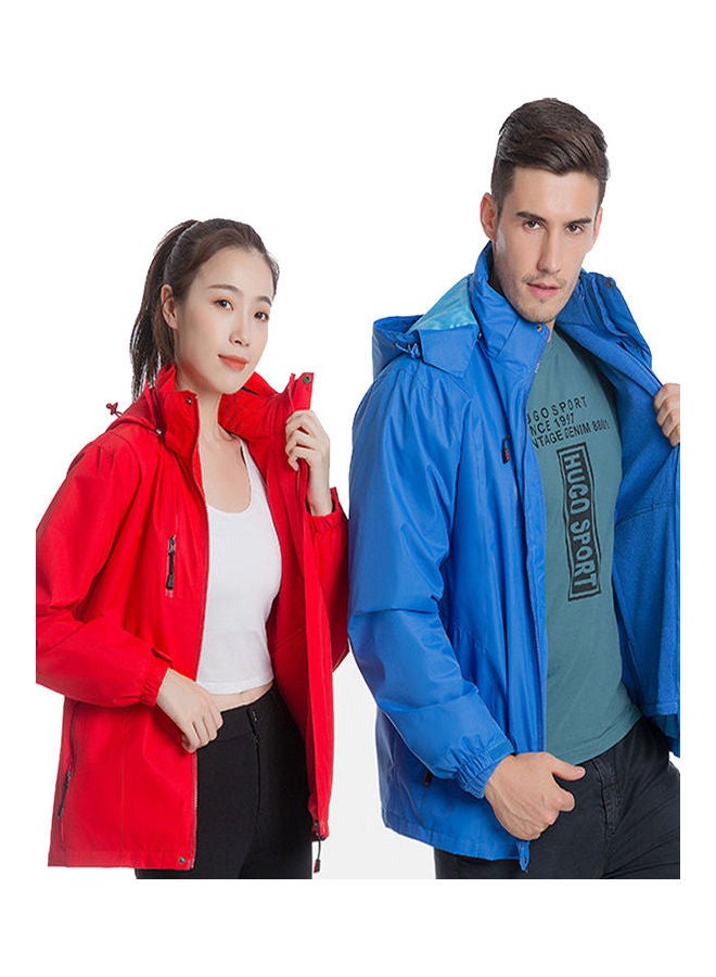 Men Women 3 In 1 Thicken Fleece Waterproof Windbreaker Winter Jacket Red - Image 5