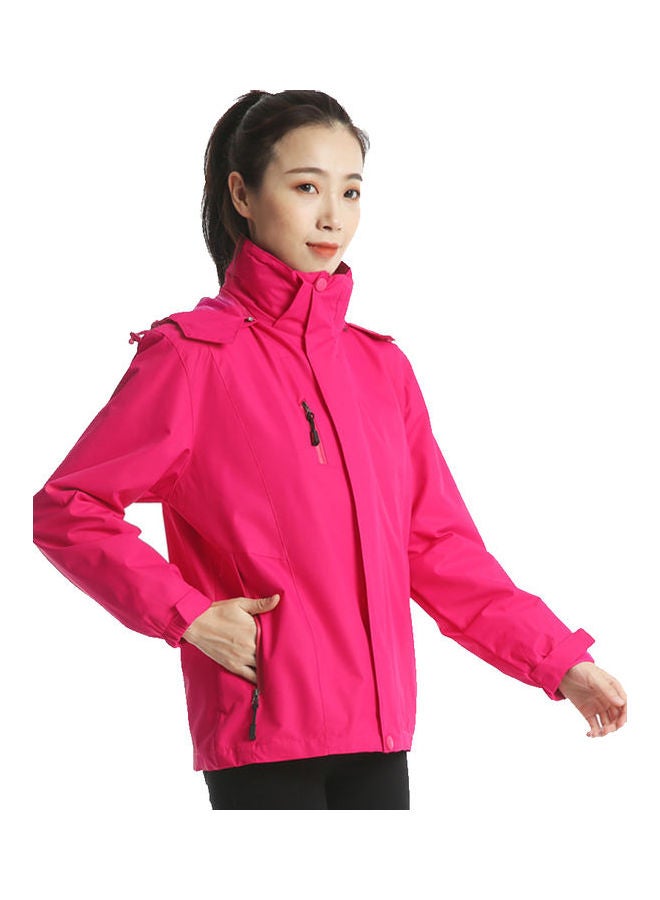 Men Women 3 In 1 Thicken Fleece Waterproof Windbreaker Winter Jacket Pink  - Image 1