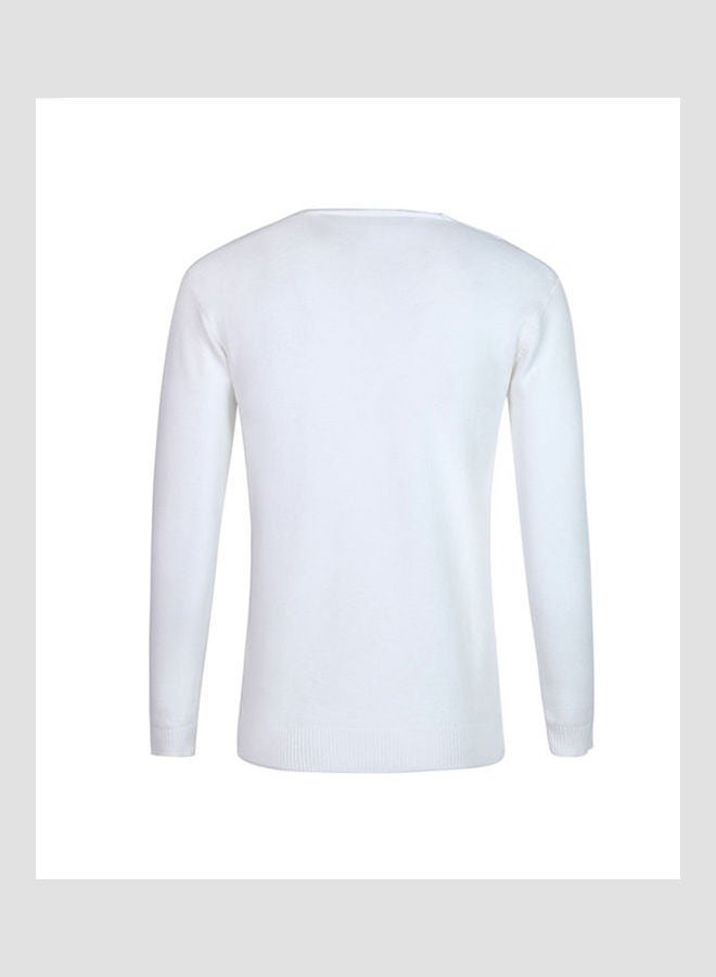 Boys Men Autumn Winter V-Neck Sweater Fashion Sweater Slim Solid Color Shirt Top Black  - Image 4