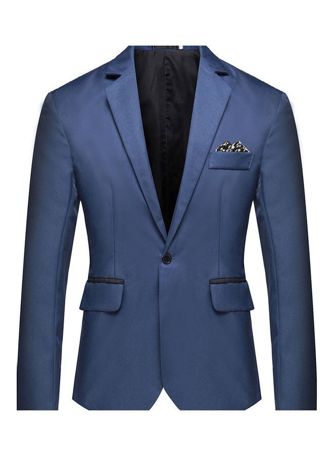 Generic - Men Solid Color Groomsman Single Row And One Button Suit Cotton Casual Coat Royal Blue - Image 1