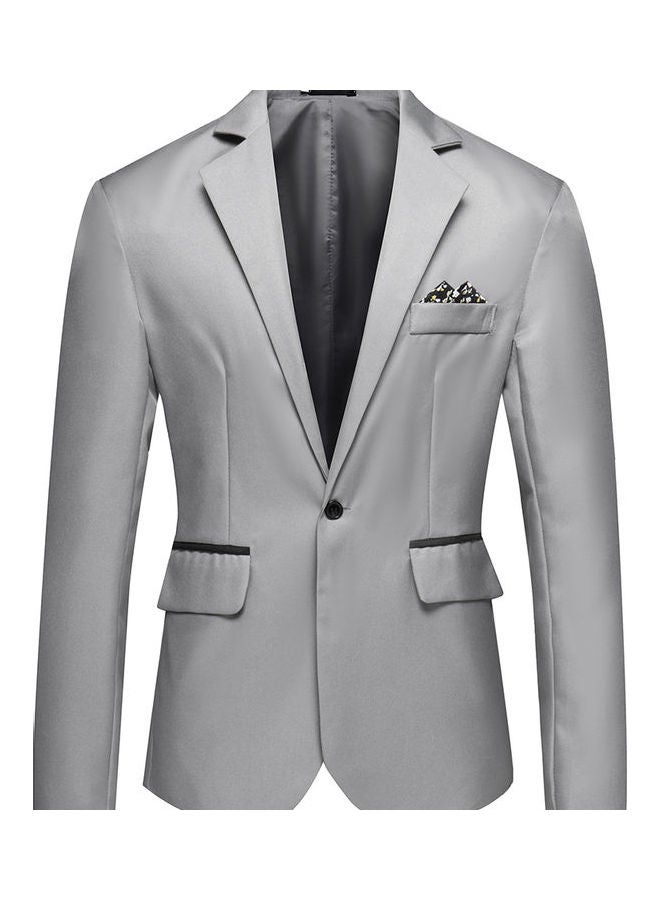 Generic - Men Solid Color Groomsman Single Row And One Button Suit Cotton Casual Coat Royal Blue - Image 1