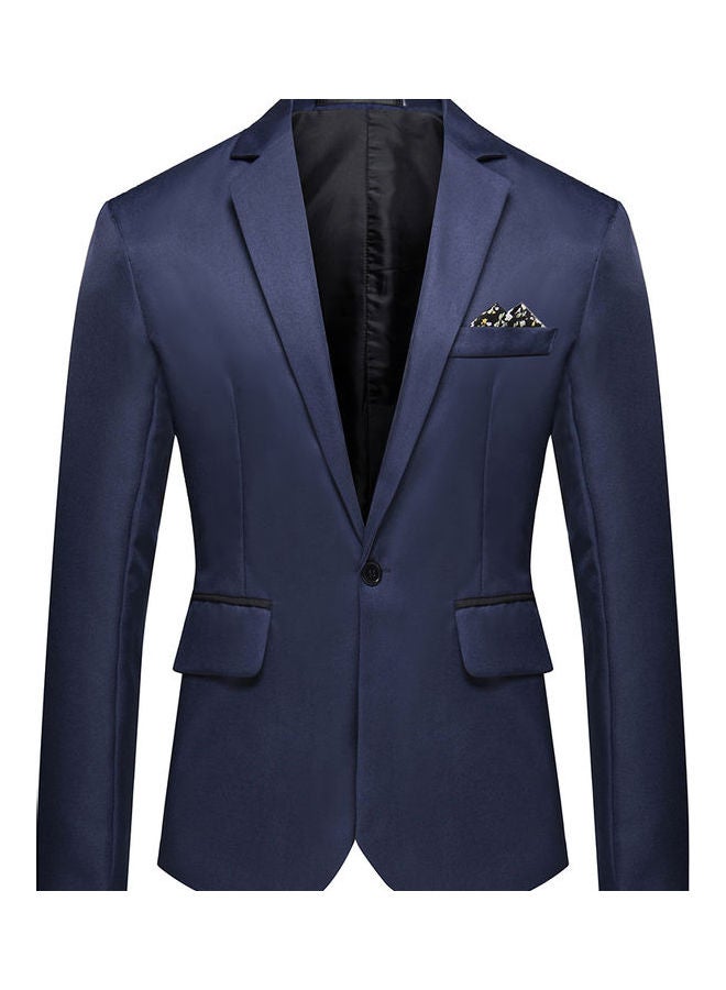 Generic - Men Solid Color Groomsman Single Row And One Button Suit Cotton Casual Coat Royal Blue - Image 1