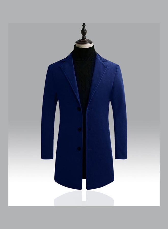 Generic - Slim Single Breasted Woolen Trench V-Neck Lapel Middle Long Over Coat Pink - Image 1