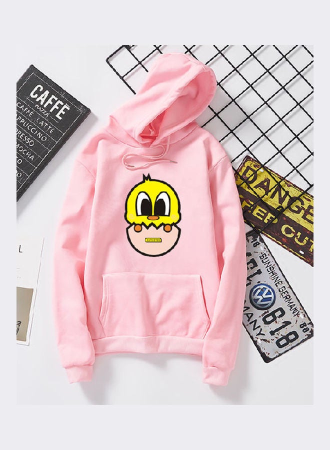 Generic Unisex Autumn Winter Hoodie Sweatshirt Printing Cute Duck Couple Wear Loose Pullover Pink  - Image 1