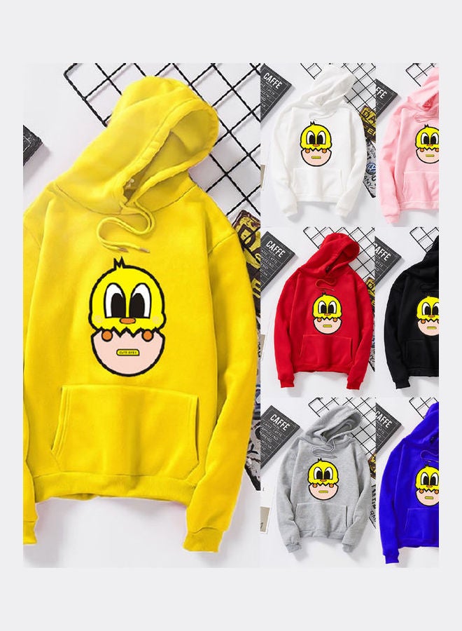 Generic Unisex Autumn Winter Hoodie Sweatshirt Printing Cute Duck Couple Wear Loose Pullover Pink  - Image 3