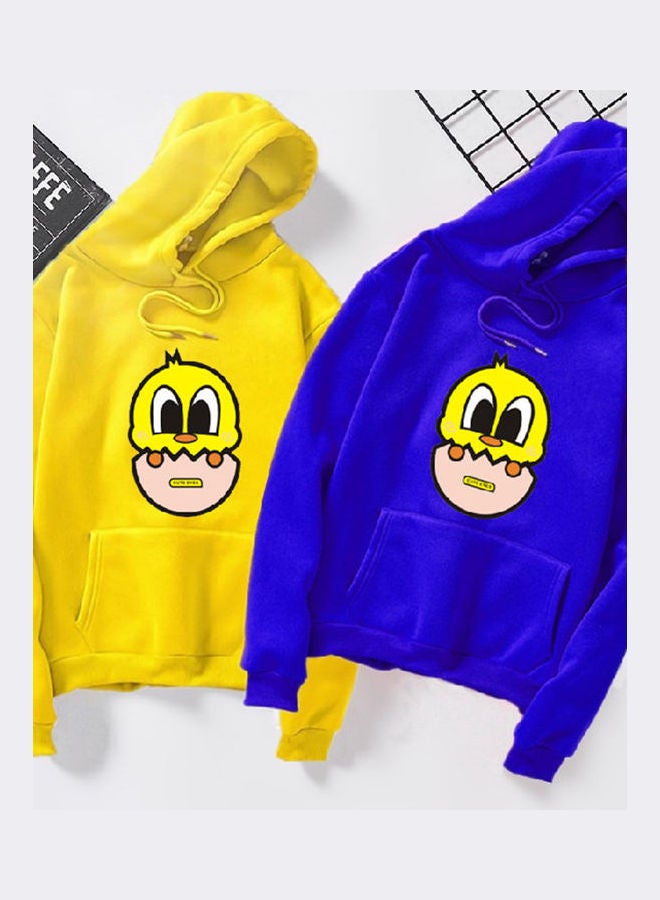 Generic Unisex Autumn Winter Hoodie Sweatshirt Printing Cute Duck Couple Wear Loose Pullover Pink  - Image 5