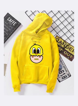 Unisex Autumn Winter Hoodie Sweatshirt Printing Cute Duck Couple Wear Loose Pullover Yellow - v1605733207/N42372489V_1