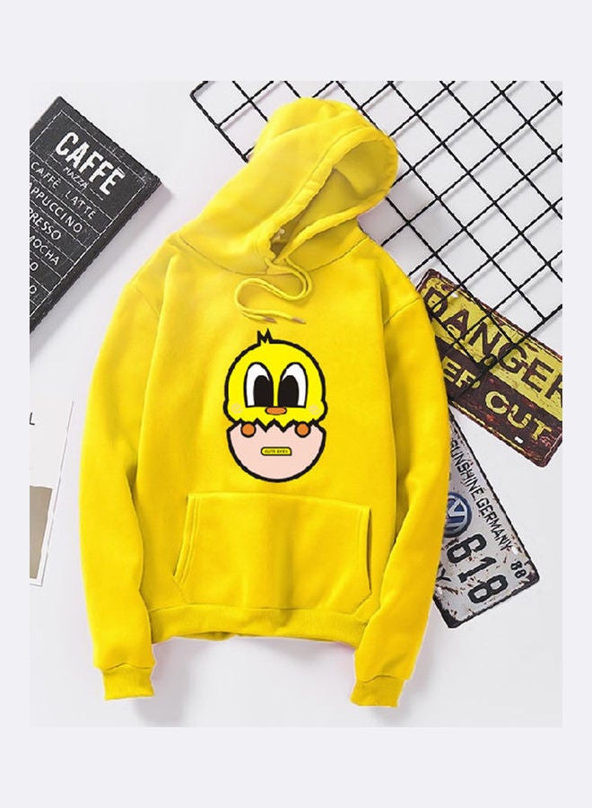 Unisex Autumn Winter Hoodie Sweatshirt Printing Cute Duck Couple Wear Loose Pullover Yellow  - Image 1