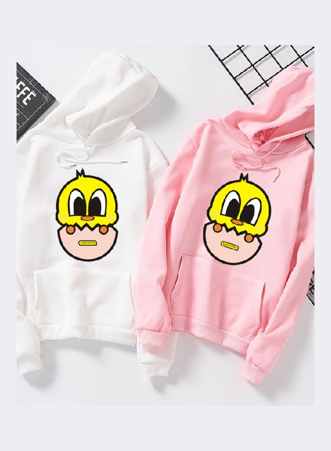 Unisex Autumn Winter Hoodie Sweatshirt Printing Cute Duck Couple Wear Loose Pullover Yellow