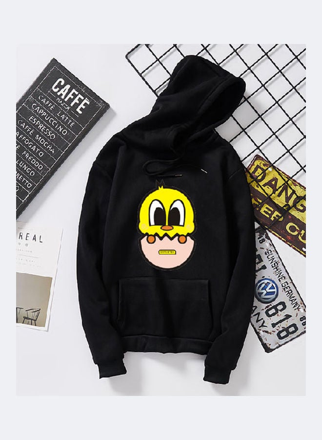 Generic Unisex Autumn Winter Hoodie Sweatshirt Printing Cute Duck Couple Wear Loose Pullover Black  - Image 1