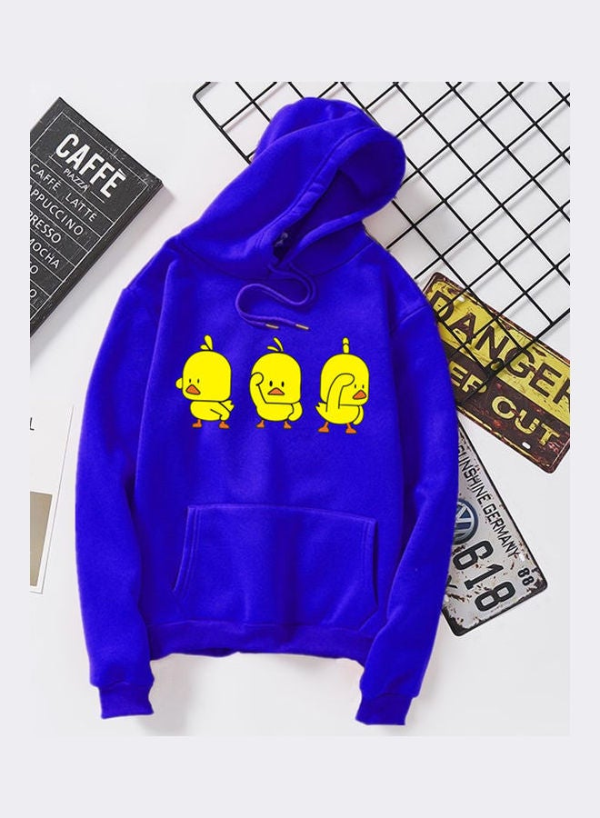 Generic Unisex Autumn Winter Loose Hoodie Sweatshirt Printed Ducks Couple Wear Pullover Blue  - Image 1