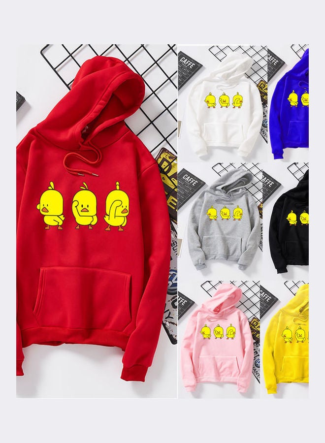Generic Unisex Autumn Winter Loose Hoodie Sweatshirt Printed Ducks Couple Wear Pullover Blue  - Image 3