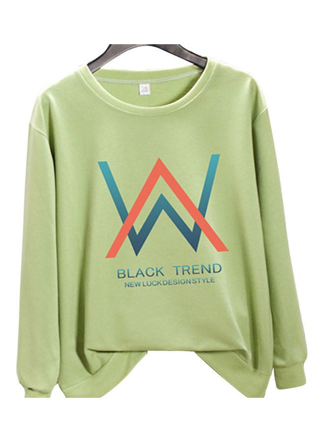 Unisex Plus Size Loose Sweatshirt Printing W Crew Neck Long Sleeve T-Shirt Pullover Green  - Image 1