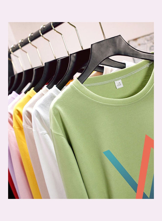 Unisex Plus Size Loose Sweatshirt Printing W Crew Neck Long Sleeve T-Shirt Pullover Black  - Image 5
