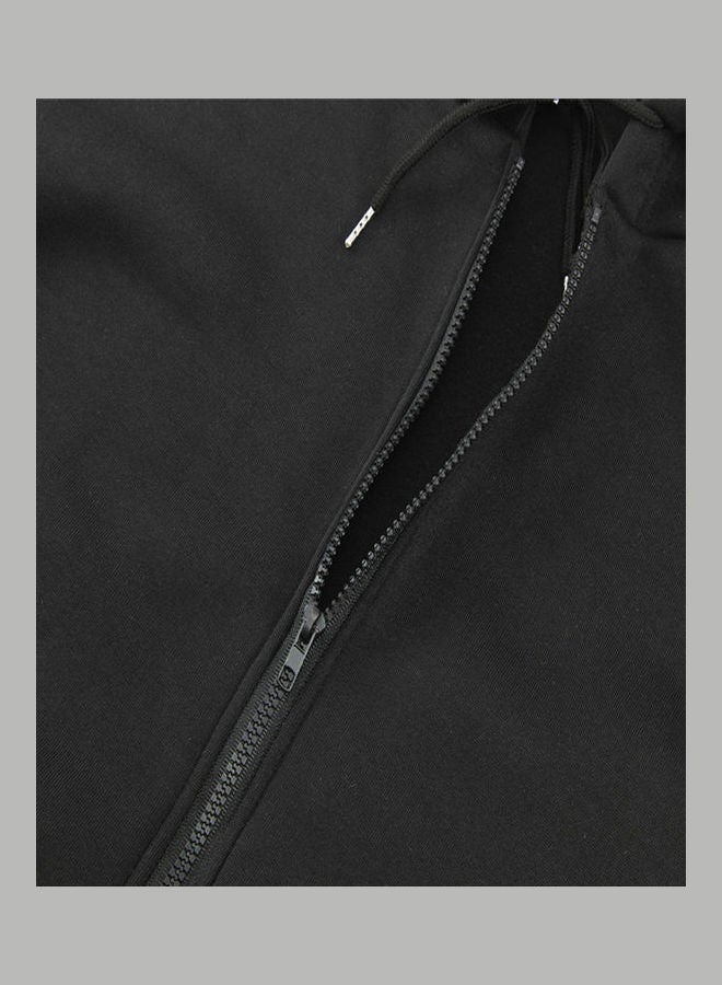 Unisex Zipper Hoodie Sweatshirt Printing Star Drawstring Couple Loose Pullover Black - Image 5